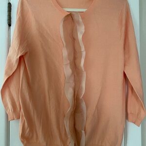 J. Crew Peach Cardigan with Ruffle Detail